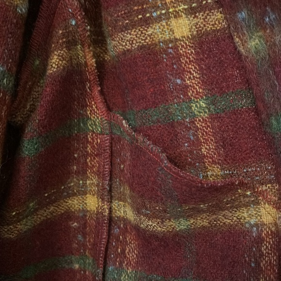 Sasha red fall leaves color wool blend jacket zipper sz 16 funnel neck plaid - Picture 7 of 16